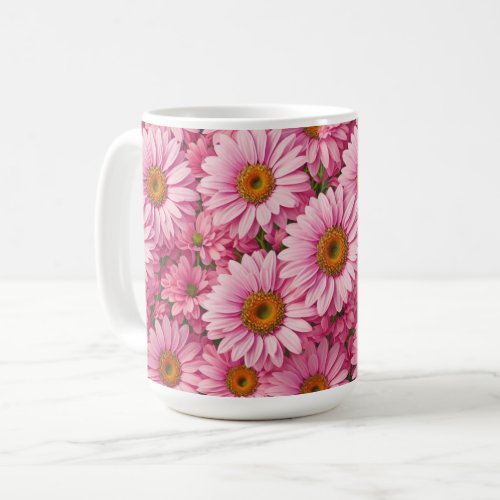 Pink spring floral pink daisies retro pink flowers coffee mug