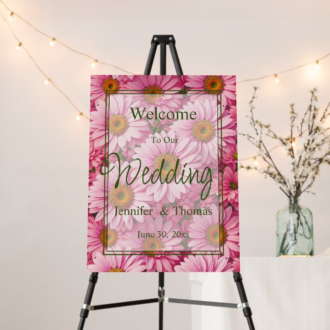 Pink spring floral pink daisies retro pink flowers foam board (In Situ (Stand))
