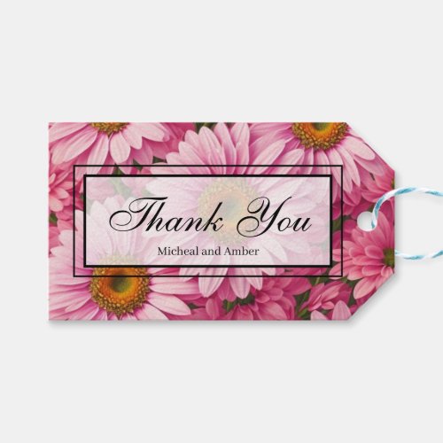 Pink spring floral pink daisies retro pink flowers gift tags