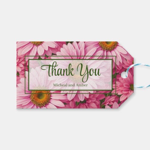 Pink spring floral pink daisies retro pink flowers gift tags