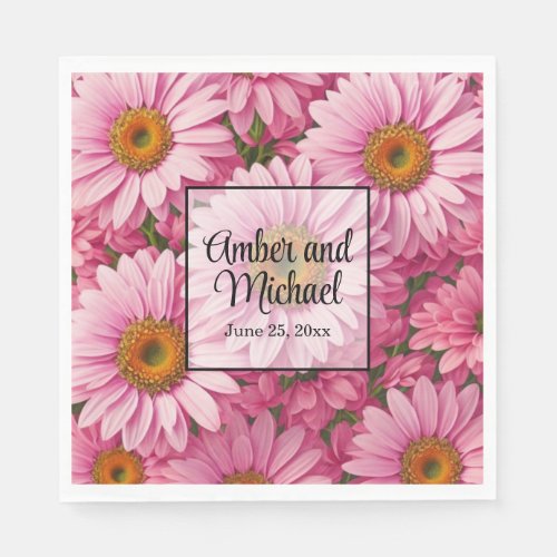 Pink spring floral pink daisies retro pink flowers napkins