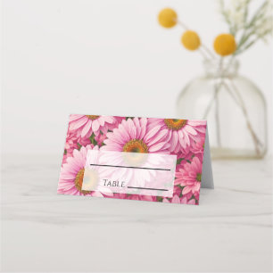 Pink spring floral pink daisies retro pink flowers place card