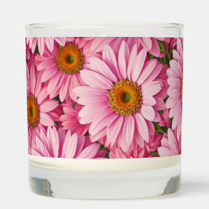 Pink spring floral pink daisies retro pink flowers scented candle
