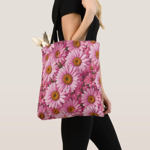 Pink spring floral pink daisies retro pink flowers tote bag