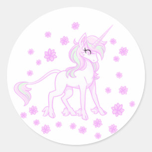 Pink Spring Floral Unicorn Sticker