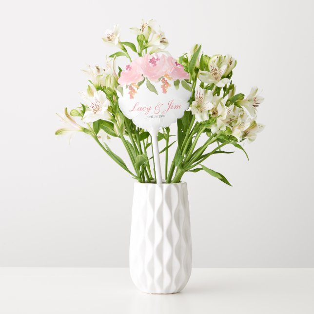 Pink spring floral wedding balloon centerpiece (Vase)