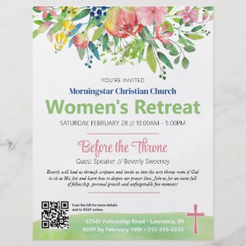 Pink Spring Floral Women's Retreat Invitation Flyer by patternsoffaith at Zazzle