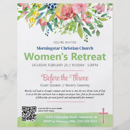 Pink Spring Floral Womens Retreat Invitation Flyer