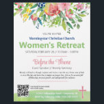 Pink Spring Floral Women's Retreat Invitation Flyer<br><div class="desc">This beautiful ladies' retreat flyer features a pink and green floral frame with a christian cross. The back of the card has a blue solid color! Perfect for your next women's church retreat, conference or luncheon! All the copy may be edited to make your special event uniquely yours including the...</div>