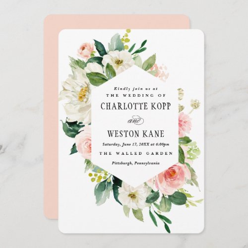 Pink Spring Florals Wedding Invitation