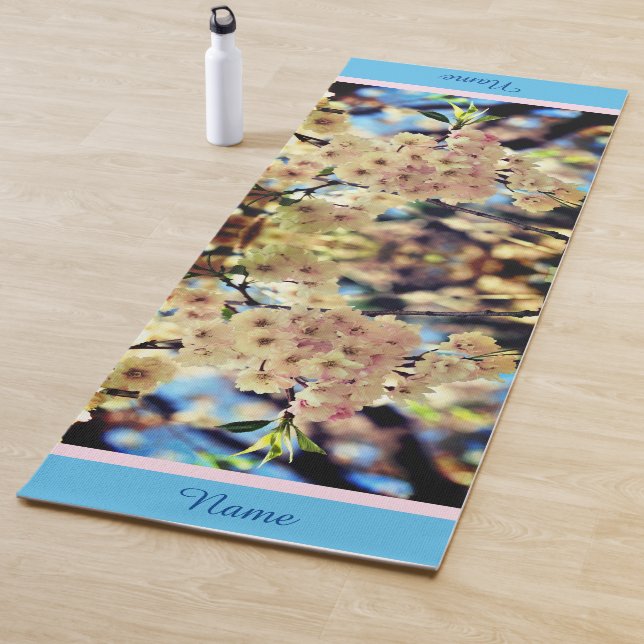 Pink Spring Flower Blossoms 3 Personalized Yoga Mat (In Situ)