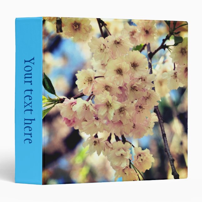 Pink Spring Flower Blossoms Personalized 3 Ring Binder (Front/Spine)