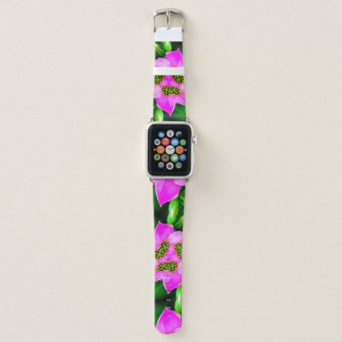 Pink Spring Flower Pattern Apple Watch Band