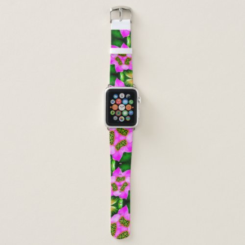 Pink Spring Flower Pattern Apple Watch Band