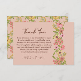 Pink Spring Flowers Bridal Shower Botanical Pretty Thank You Card
