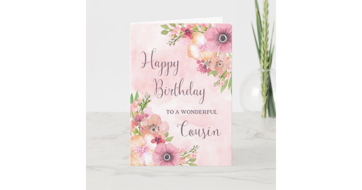 Pink Spring Flowers Cousin Birthday Card Zazzle