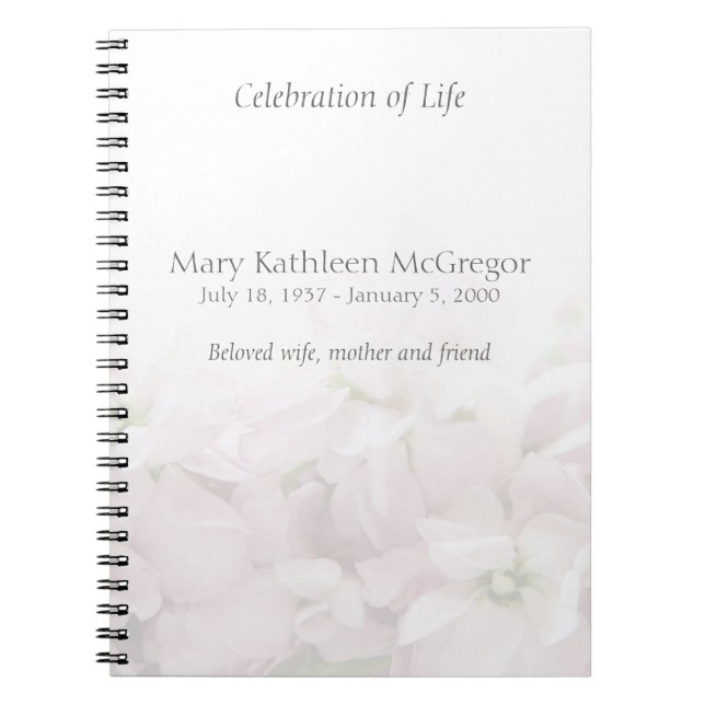 Pink spring flowers fade memorial notebook (Front)
