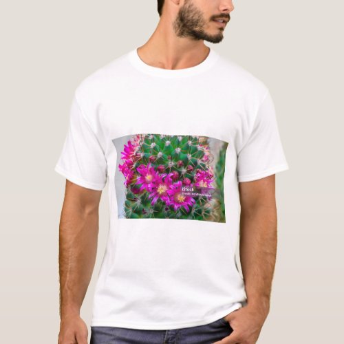 Pink Spring Flowers Mens Tee with Cactus Design