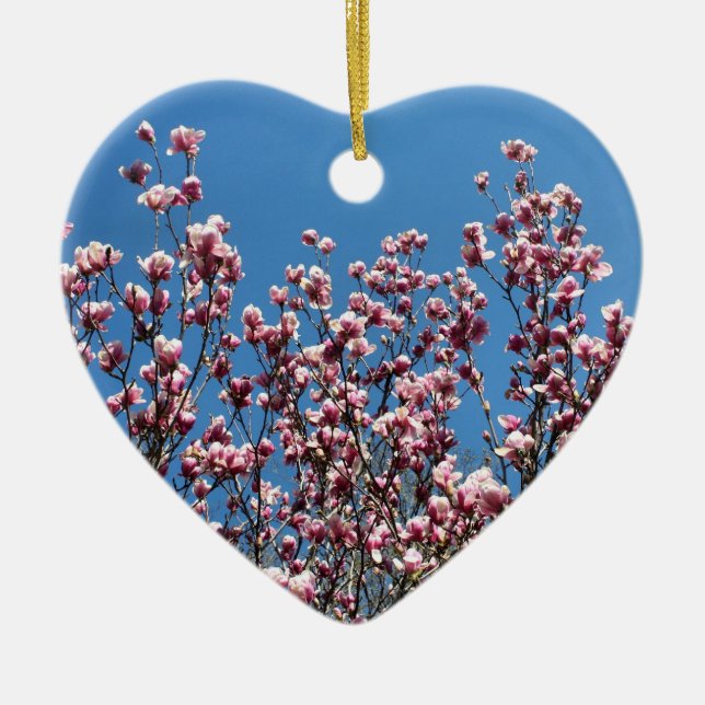 Pink Spring Magnolia Blossoms Floral Ornament (Front)