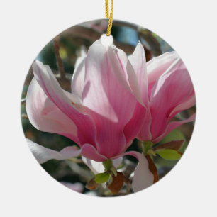 Pink Spring Magnolia Blossoms Flower Ornament
