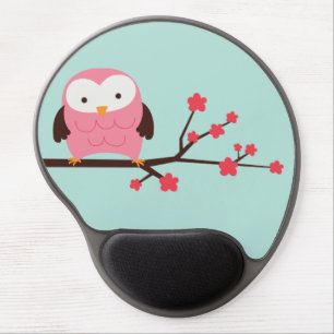 Pink Spring Owl Gel Mouse Pad