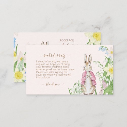 Pink Spring Peter the Rabbit Baby Shower Book  Enclosure Card