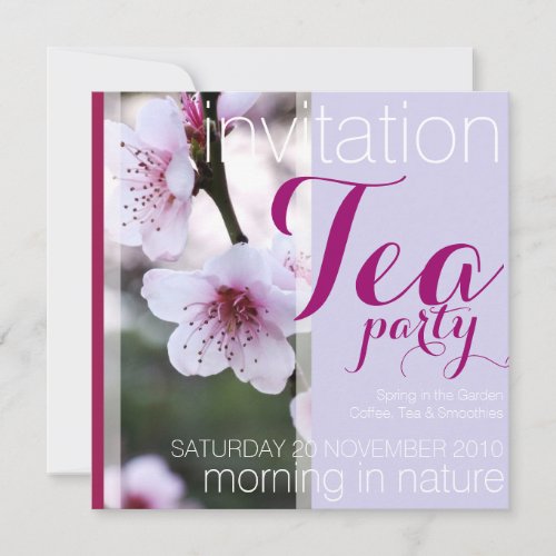 Pink Spring Tea Party Invitations