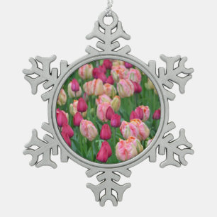 Pink spring tulips christmas ornament