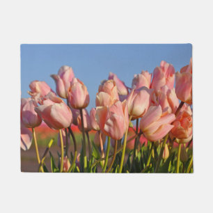 Pink spring tulips doormat
