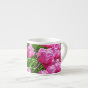 Pink spring tulips espresso mug