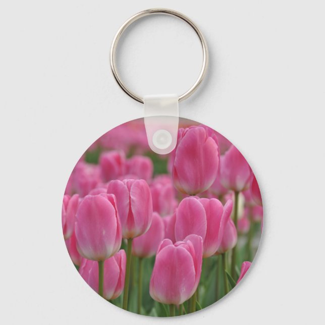 Pink spring tulips keychain (Front)