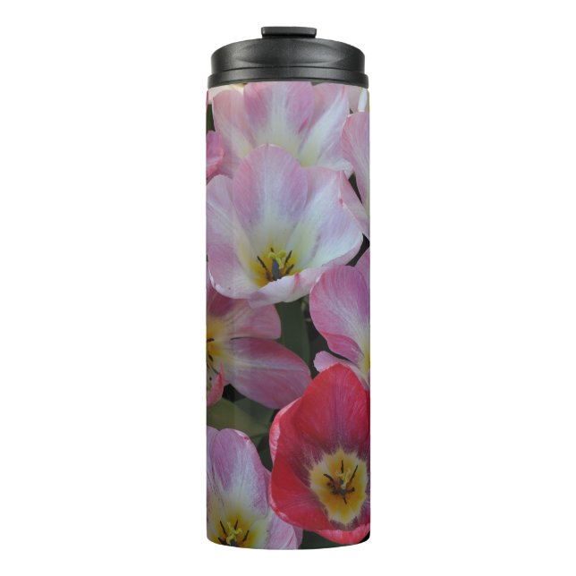 Pink spring tulips  thermal tumbler (Front)