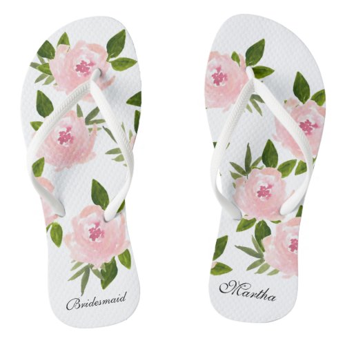 Pink spring wedding bridesmaid gift flip flops