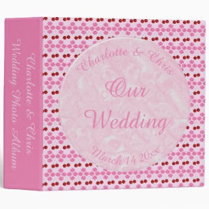 Pink Spring Wedding Cherry blossom and cherries 3 Ring Binder