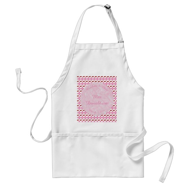 Pink Spring Wedding Cherry blossom and cherries Adult Apron (Front)