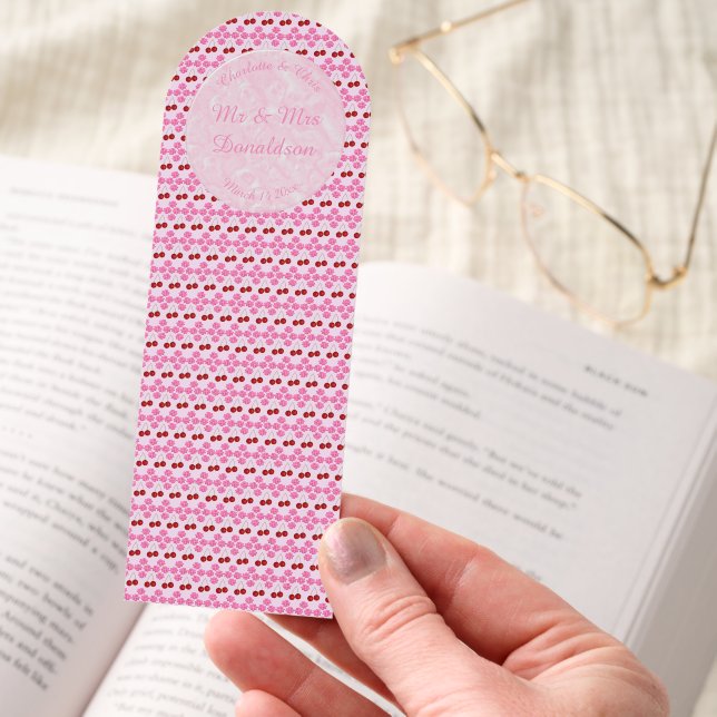 Pink Spring Wedding Cherry blossom and cherries Bookmarks (Hand)