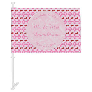 Pink Spring Wedding Cherry blossom and cherries Car Flag