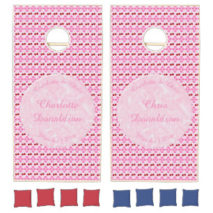 Pink Spring Wedding Cherry blossom and cherries Cornhole Set