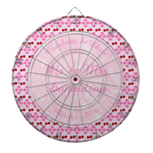 Pink Spring Wedding Cherry blossom and cherries Dart Board