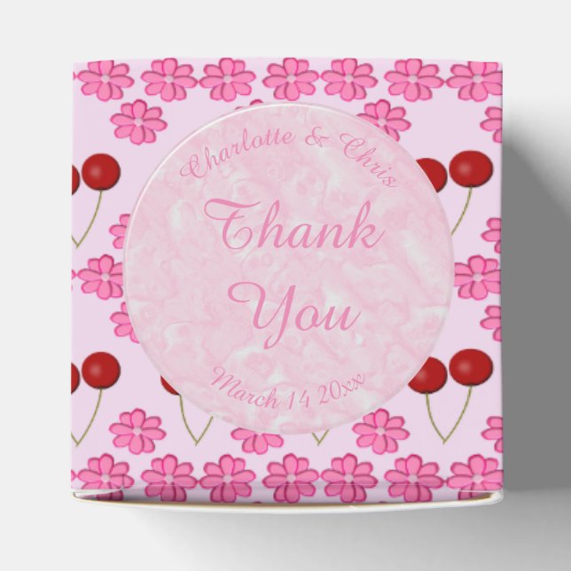 Pink Spring Wedding Cherry blossom and cherries Favor Boxes (Top)