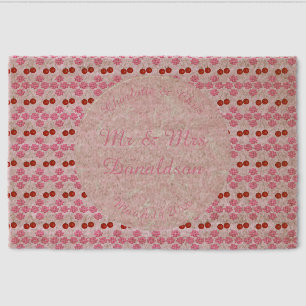 Pink Spring Wedding Cherry blossom and cherries Fiber Doormat