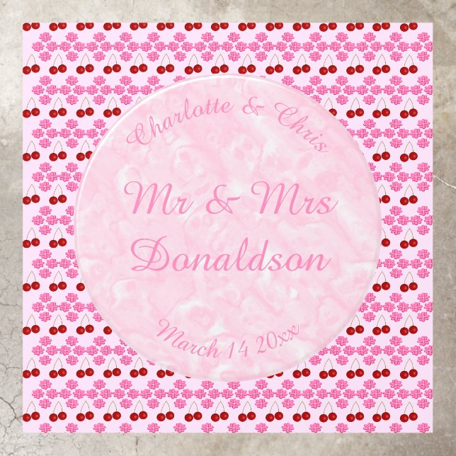 Pink Spring Wedding Cherry blossom and cherries Floor Decals (Insitu)