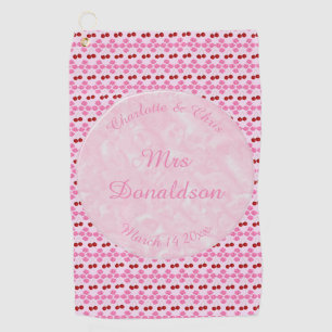Pink Spring Wedding Cherry blossom and cherries Golf Towel
