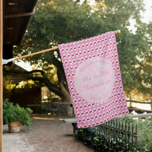 Pink Spring Wedding Cherry blossom and cherries House Flag