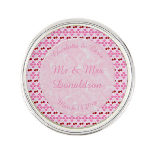 Pink Spring Wedding Cherry blossom and cherries Lapel Pin