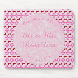 Pink Spring Wedding Cherry blossom and cherries Mouse Pad