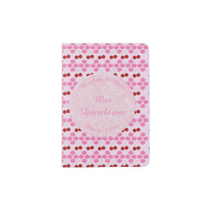 Pink Spring Wedding Cherry blossom and cherries Passport Holder
