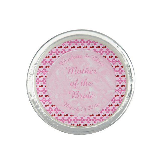 Pink Spring Wedding Cherry blossom and cherries Ring (Front)