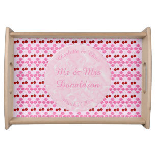 Pink Spring Wedding Cherry blossom and cherries Serving Tray