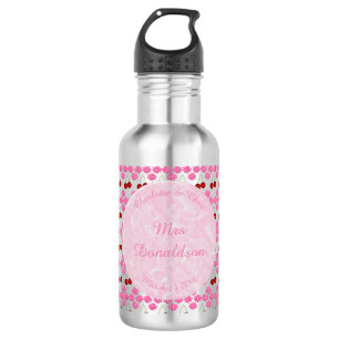 Pink Spring Wedding Cherry blossom and cherries Stainless Steel Water Bottle